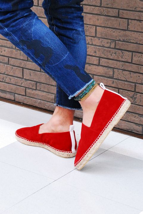1PIU1UGUALE3 ESPADRILLE　MRG144-COW008 レッド。