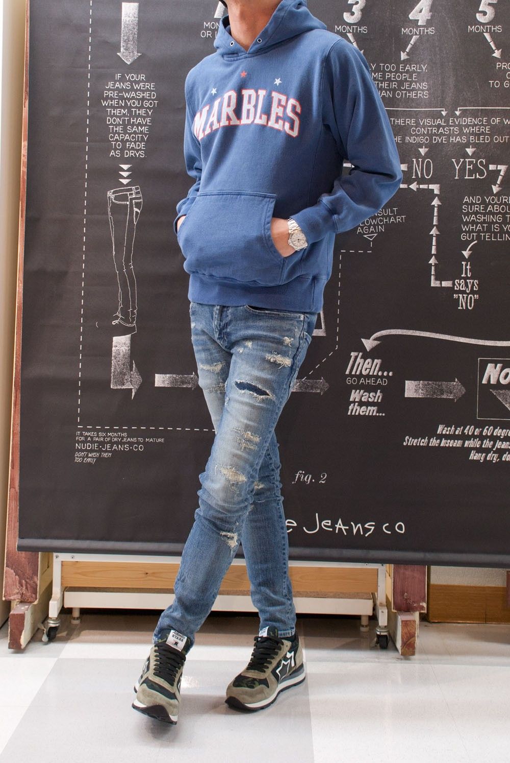 Marbles　MARBLES PIGMENT HOODED PARKA　コーデ