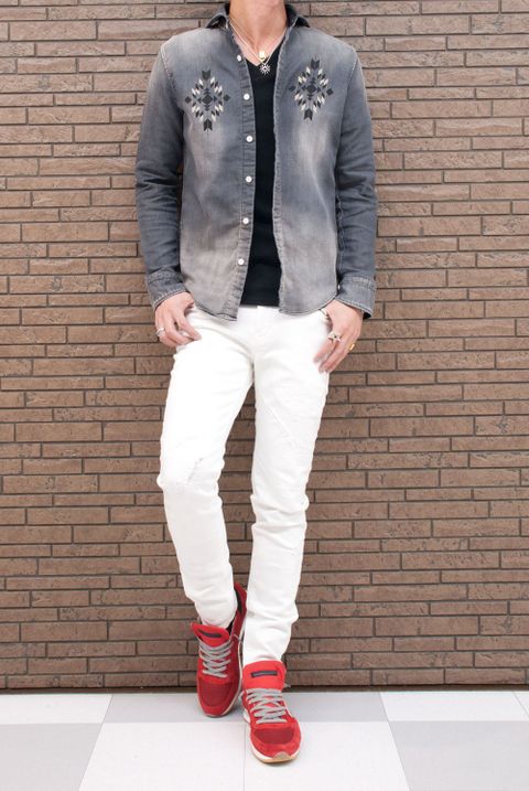 1PIU1UGUALE3　 PLAIN SHIRTS　MRS082-CTN040　コーデ