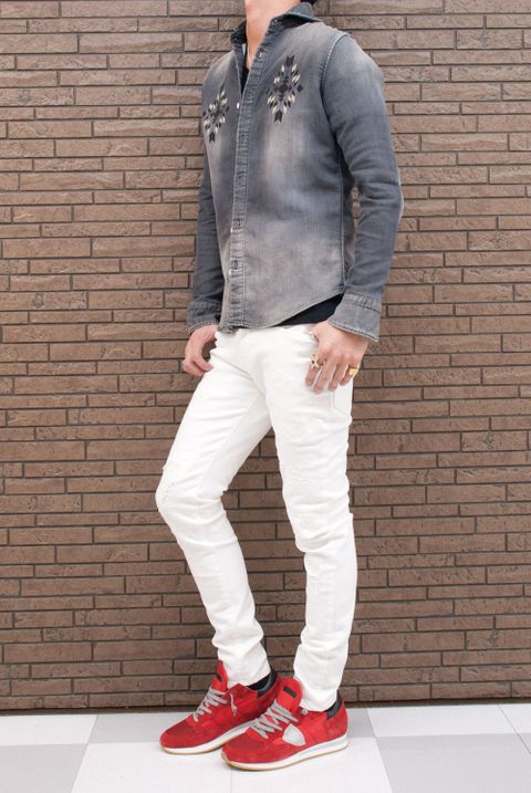 1PIU1UGUALE3　 PLAIN SHIRTS　MRS082-CTN040　コーデ