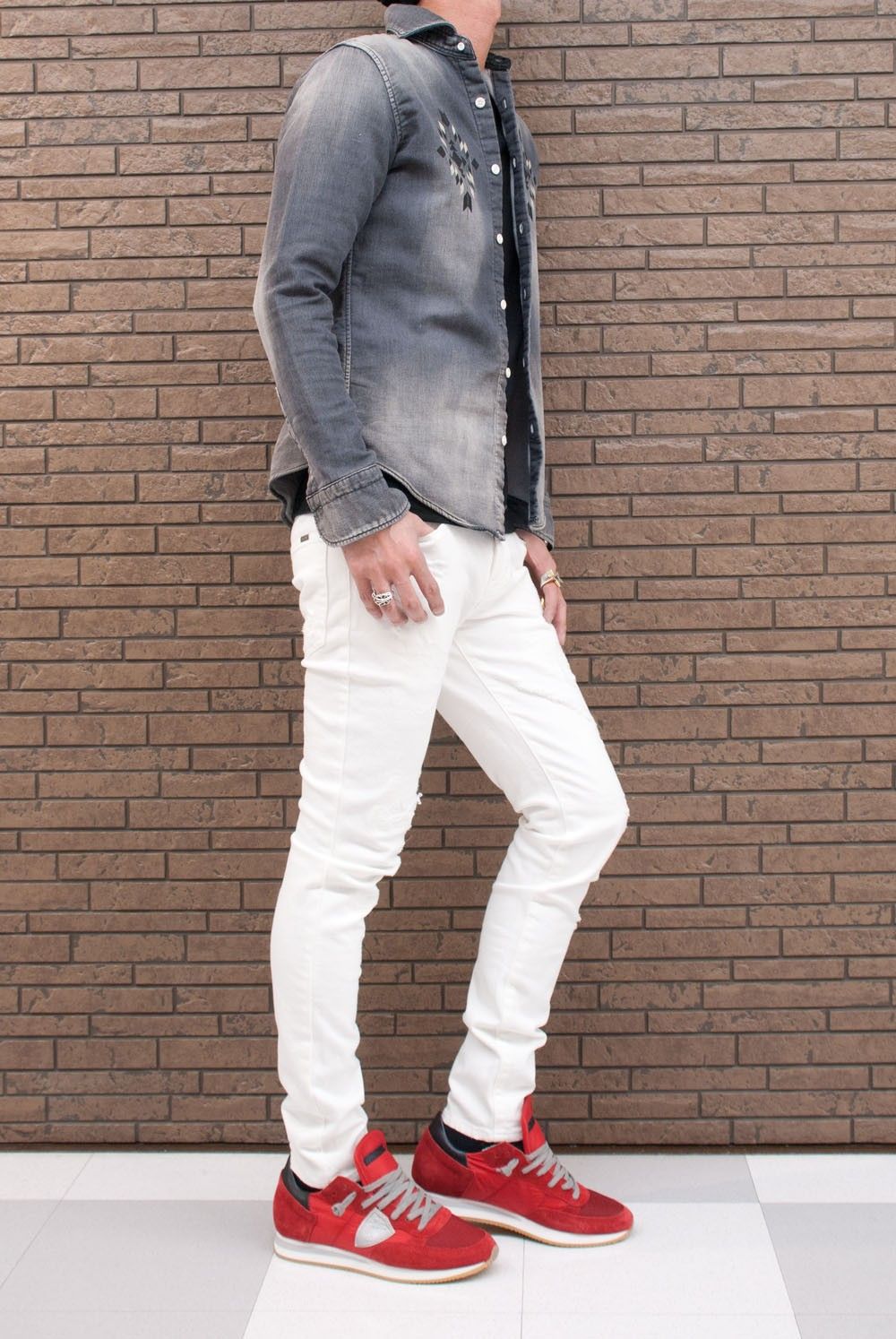 1PIU1UGUALE3　 PLAIN SHIRTS　MRS082-CTN040　コーデ