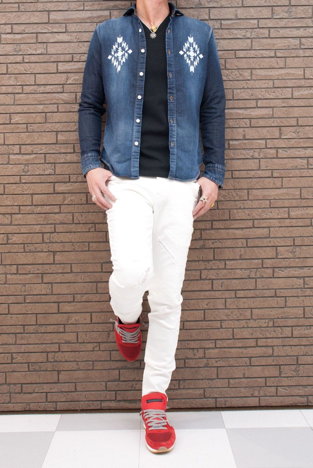 1PIU1UGUALE3　 PLAIN SHIRTS　MRS082-CTN040　コーデ