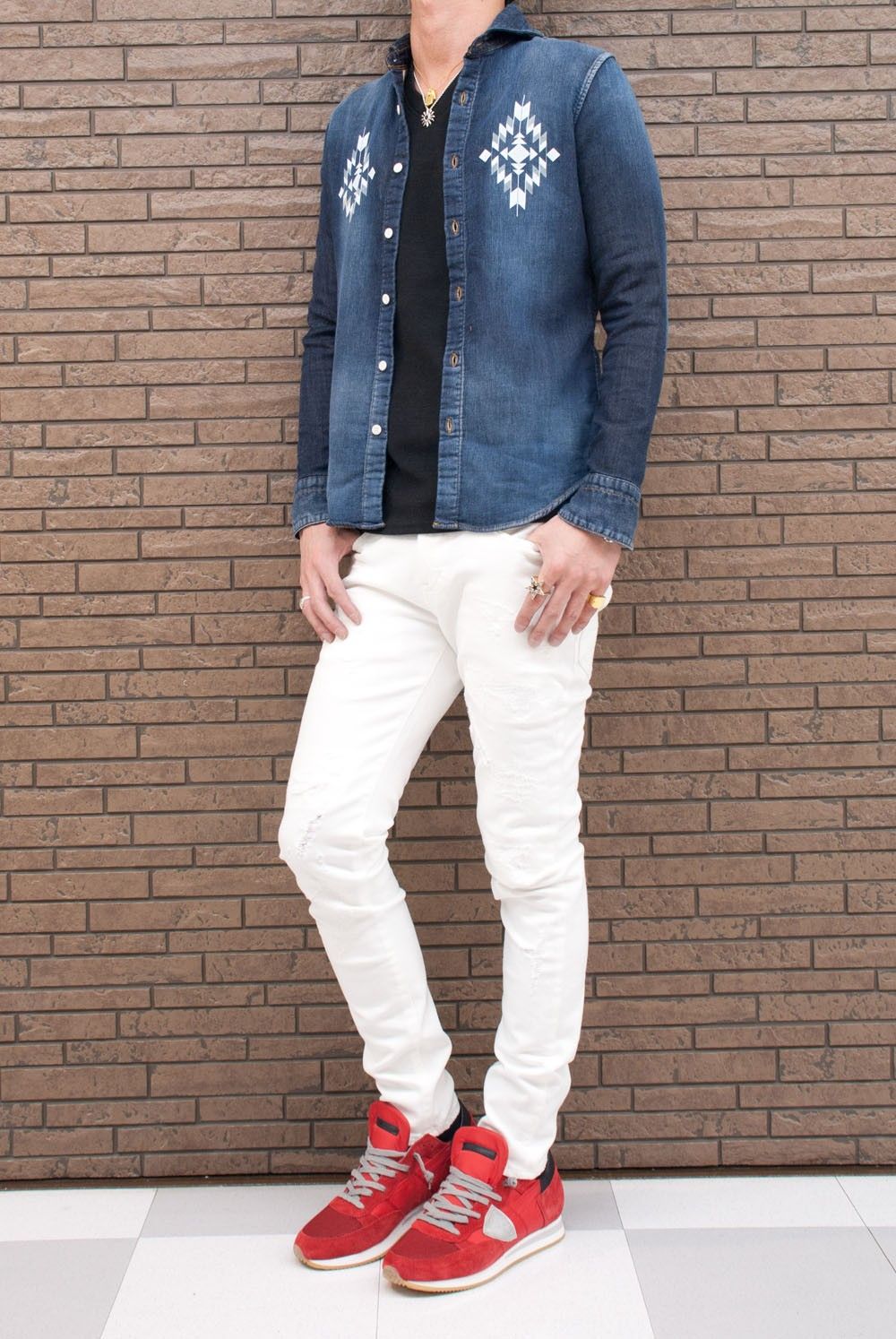 1PIU1UGUALE3　 PLAIN SHIRTS　MRS082-CTN040　コーデ