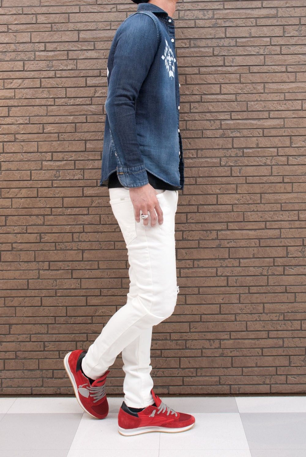 1PIU1UGUALE3　 PLAIN SHIRTS　MRS082-CTN040　コーデ