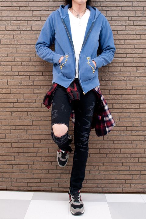 Marbles STUDS PIGMENT HOODED ZIP UP PARKA　MHP　コーデ