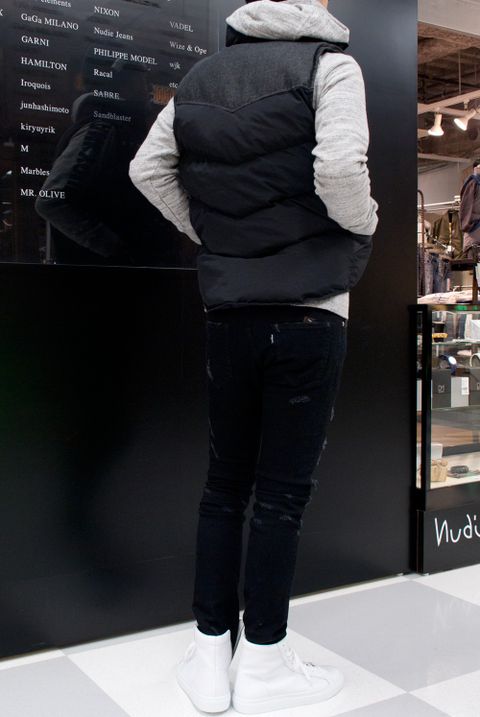 Marbles  9 STARS DENIM×NYLON VEST　MJK-S1704　コーデ