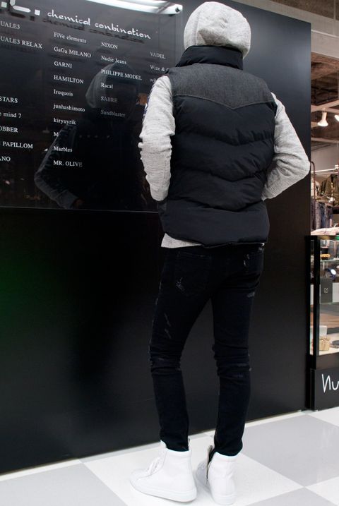 Marbles  9 STARS DENIM×NYLON VEST　MJK-S1704　コーデ