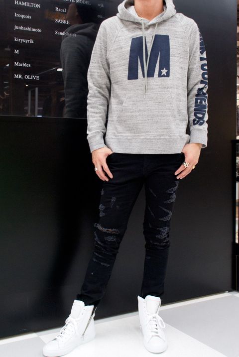 Marbles  9 STARS DENIM×NYLON VEST　MJK-S1704　コーデ