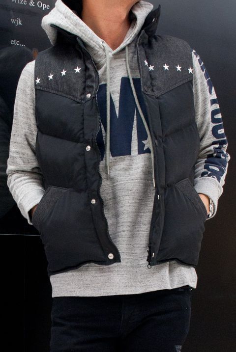 Marbles  9 STARS DENIM×NYLON VEST　MJK-S1704　コーデ