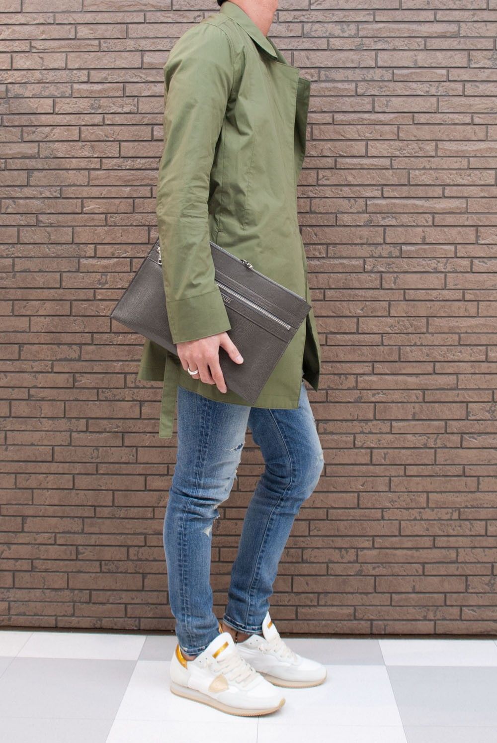 junhashimoto  STAND COLLAR WRAP JACKET　1011710　コーデ