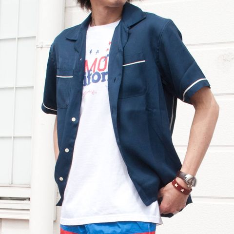 ボーリングシャツ　コーディネート
