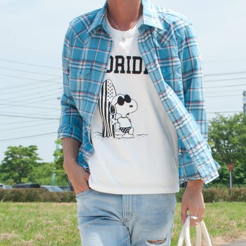 スヌーピー×TMTのコラボ企画スタイル。