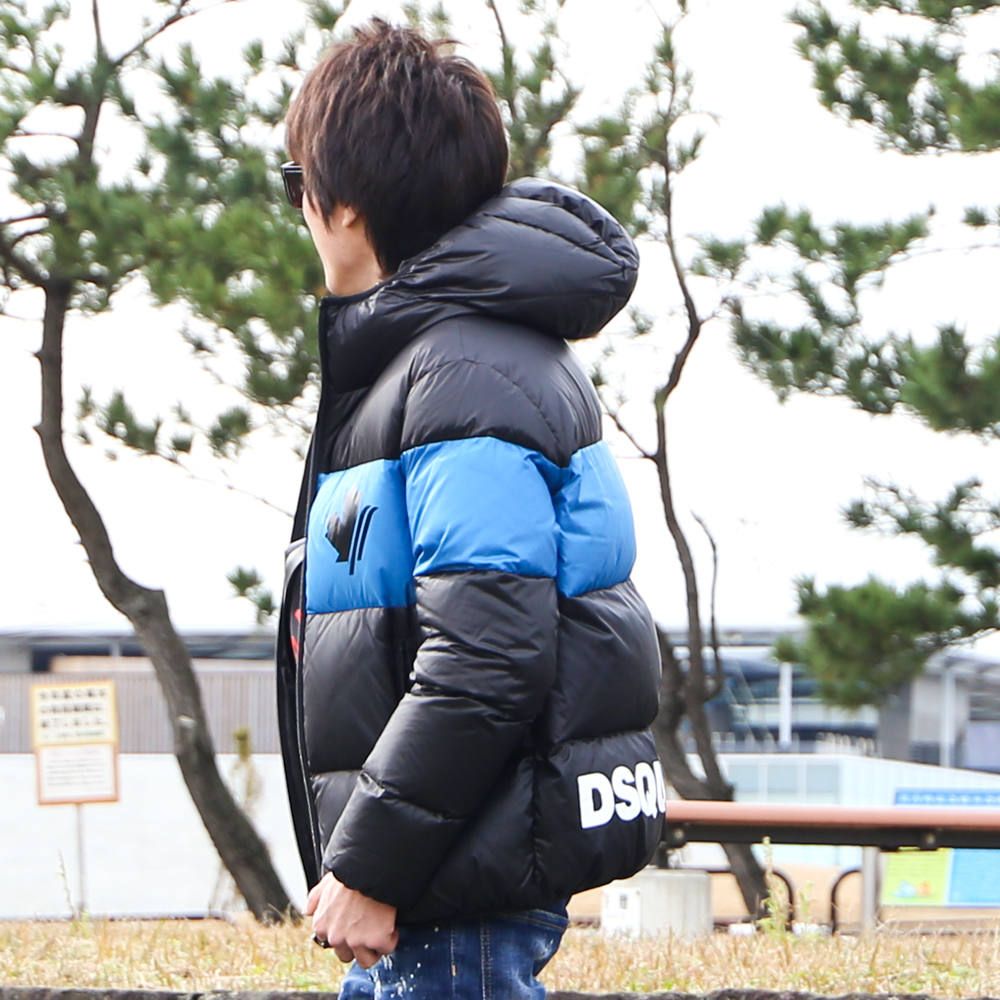 DSQUARED2 - Nylon Hooded Puffer Bomber With Logo Prints / パフィー