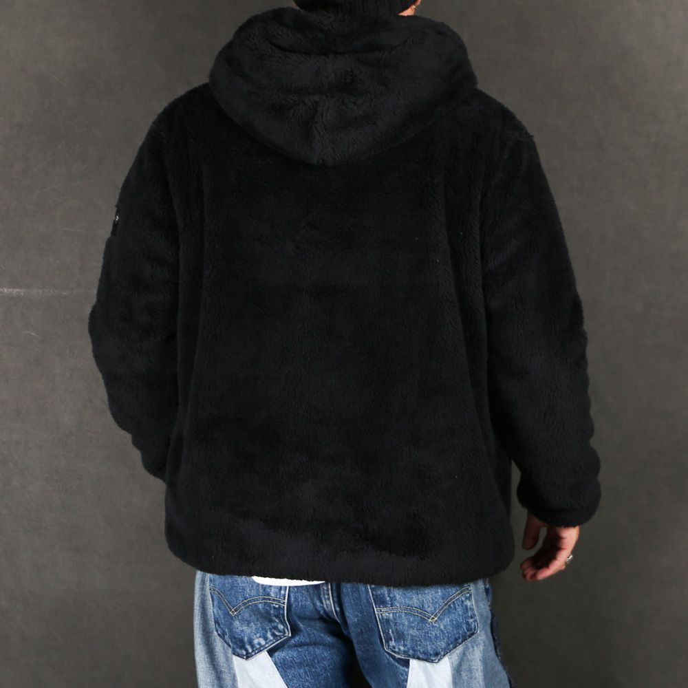 MENFI メンフィ - BLACK / ボア フードブルゾン (フリース) /  MJXA0212033588