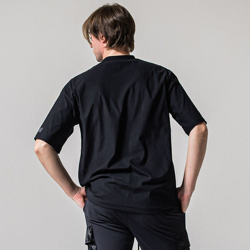 SIDE RC OVER TEE - BLACK / オーバーサイズ ナイロンTシャツ / RC39-T-004