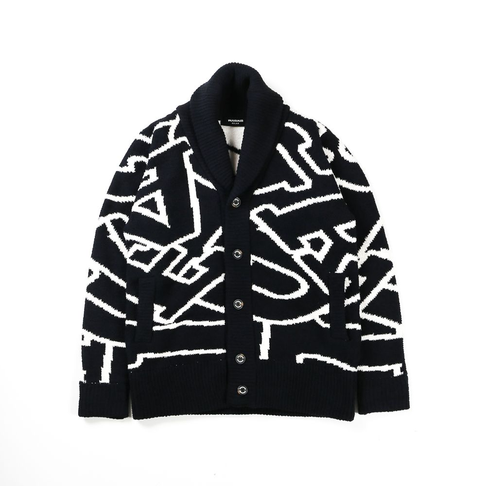 FLUFFY LETTERED LOGO SHAWL COLLAR CARDIGAN / ショールカラー カーディガン / USK-21017