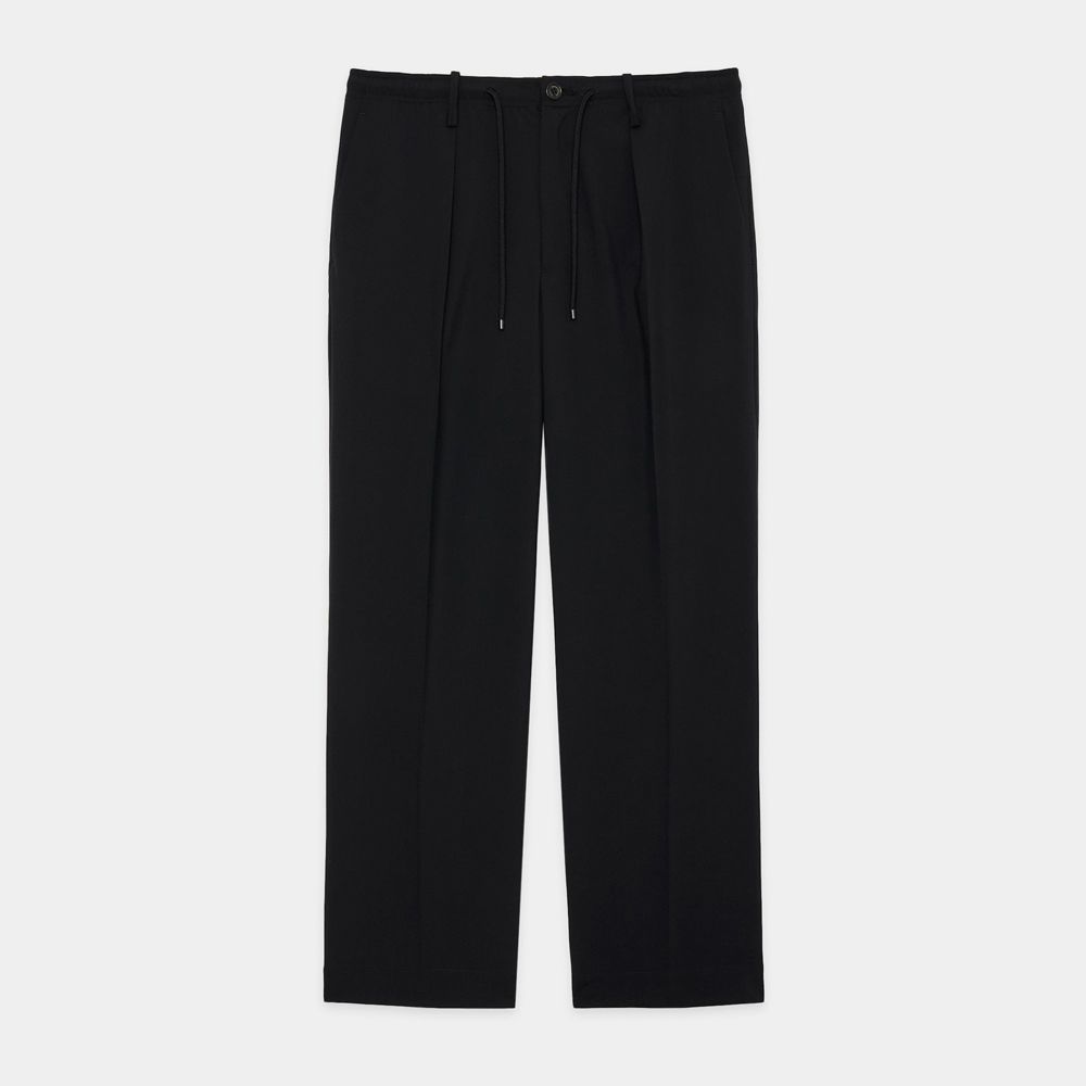 ONE TUCK TAPERED EASY PANTS - BLACK / オーガニックウール2/80トロピカル - ワンタックテーパードイージーパンツ / A26B04PT01C (4月下旬入荷予定)
