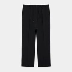 ONE TUCK TAPERED EASY PANTS - BLACK / オーガニックウール2/80トロピカル - ワンタックテーパードイージーパンツ / A26B04PT01C (4月下旬入荷予定)