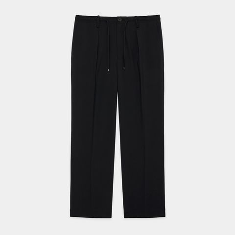 ONE TUCK TAPERED EASY PANTS - BLACK / オーガニックウール2/80トロピカル - ワンタックテーパードイージーパンツ / A26B04PT01C (4月下旬入荷予定)