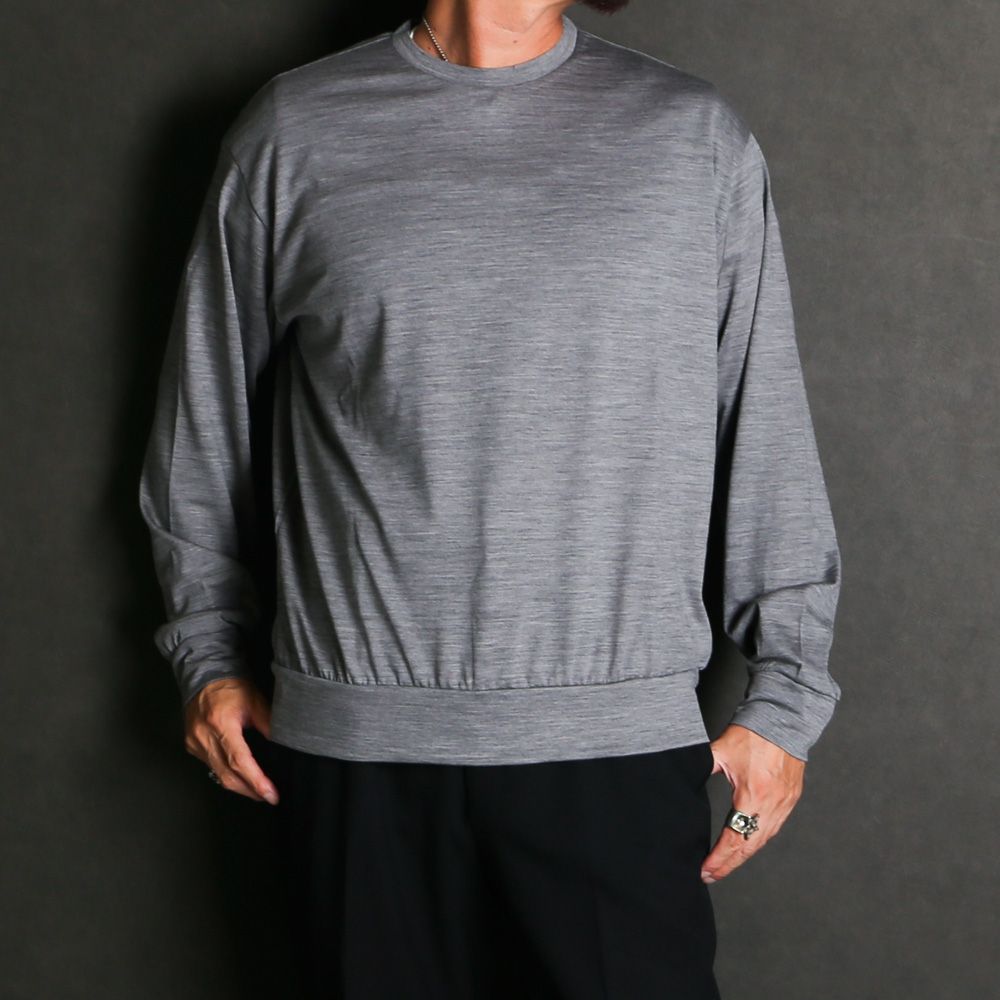 【ラスト1点-サイズ4】 Crew Neck L/S Tee - Top Gray / スーパー100sウォッシャブルウール天竺 - クルーネック L/S Tee / M26C15CS03C