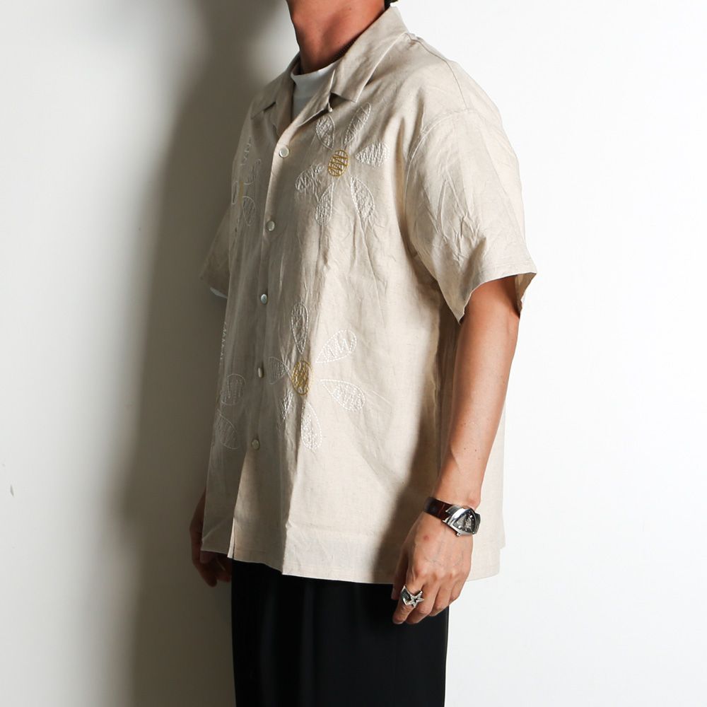 Aloha shirt - Big flowers embroidery / アロハシャツ - ビッグフラワーエンブロイダリー / SN-616B