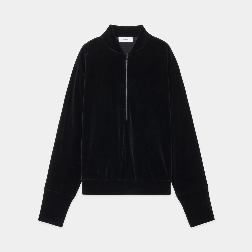 Half Zip Track Jacket - dark navy / オーガニッコットンベロア - ハーフジップトラックジャケット / M25C19CS02C
