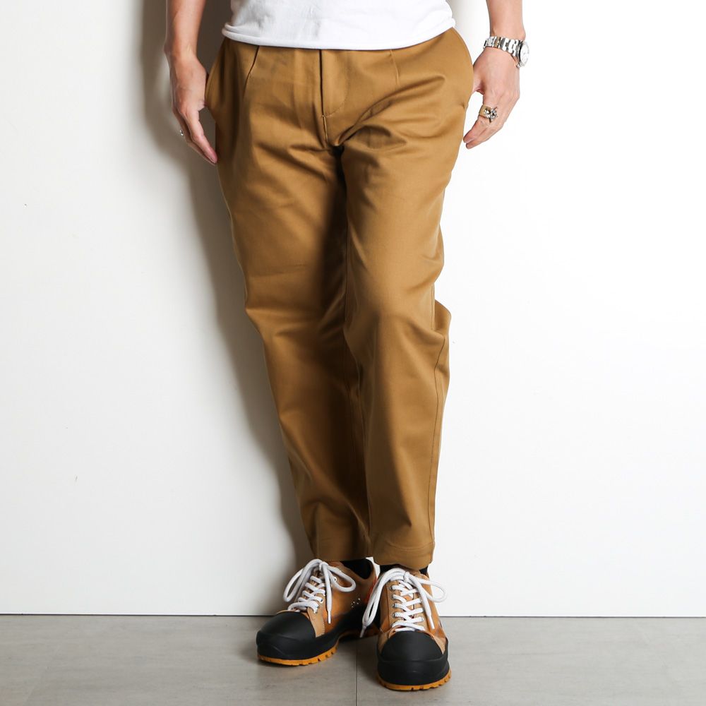 CALEE - VINTAGE TYPE CHINO CLOTH TUCK TROUSERS - GRAY / 1タック