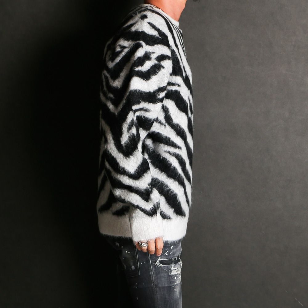 MINEDENIM - Zebra Mohair Knit Crewneck Pullover / 2310-6002