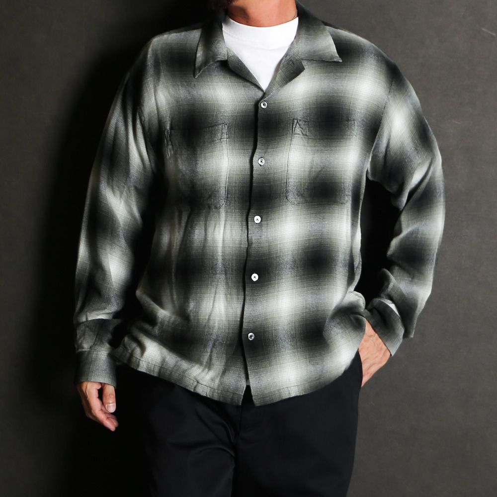 R.Flannel Ombre Open Collar SH - BLT / 2604-5002