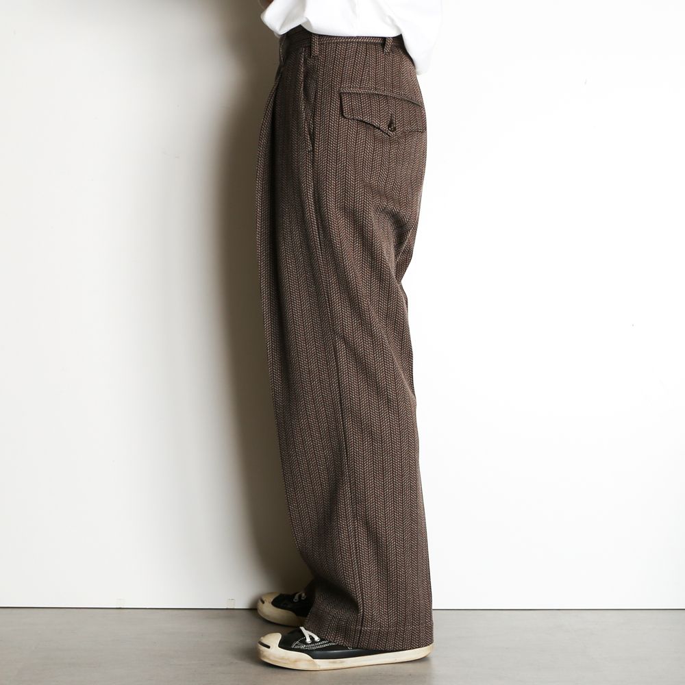 superNova. - 1 tuck wide trouser - Herringbone jersey / 1タック