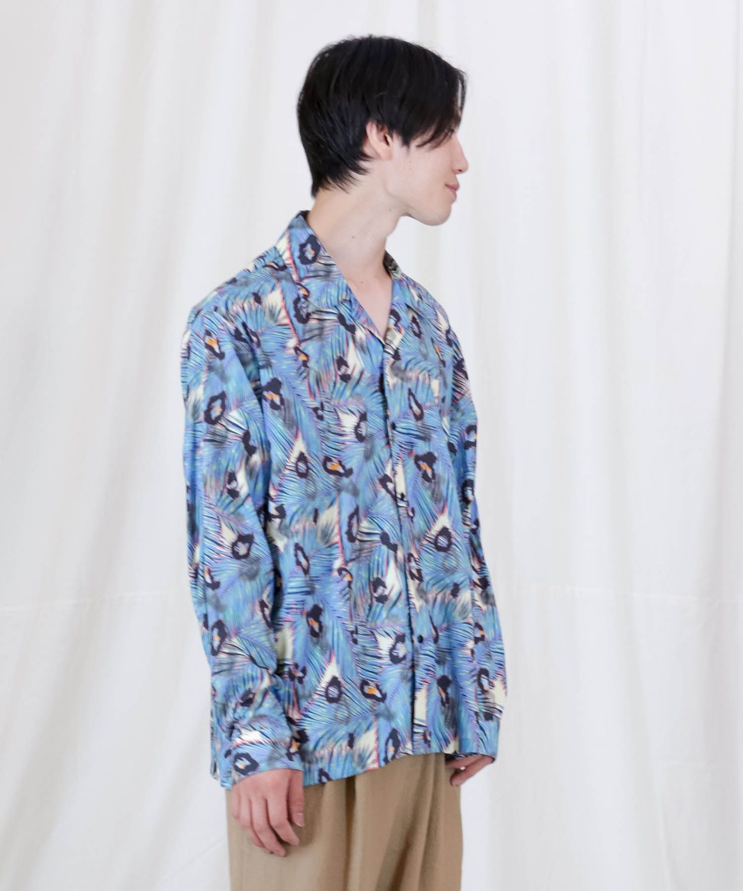 FLOATING L/S SH / グラフィック オープンカラーシャツ / 379106