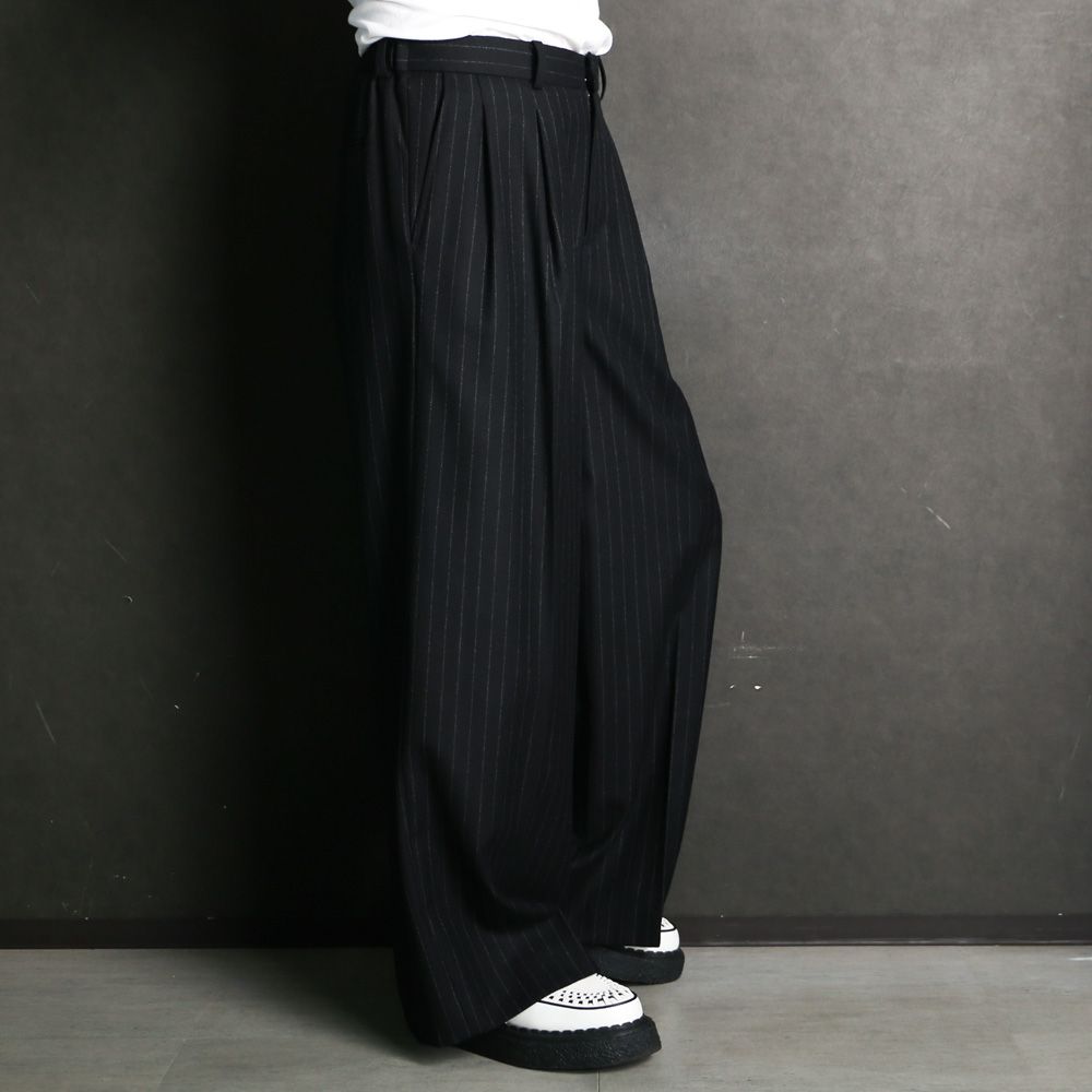 【ラスト1点-サイズ2】 "Jomon Relief" Wide Trousers - Black / ワイドトラウザー / TA26AW-PT063