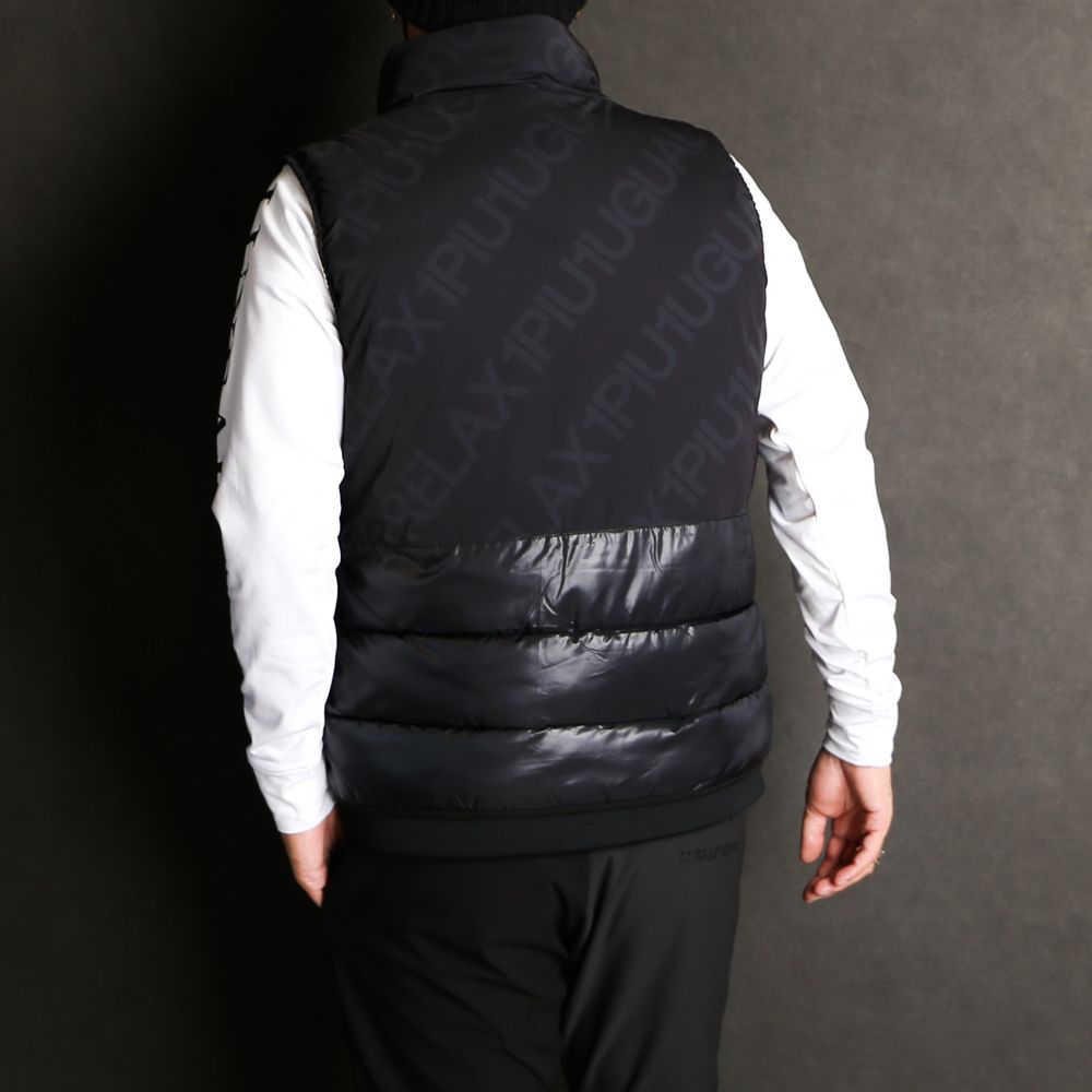 DIAGONAL LOGO VEST / 総柄ロゴパデッドベスト / USO-22073