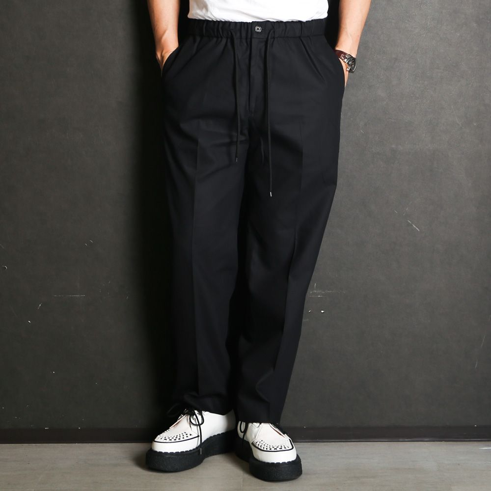 Flat Tapered Easy Trousers - Black / オーガニックGIZA60/3サバイバルクロス® - フラットテーパードイージートラウザーズ / A26C03PT01C