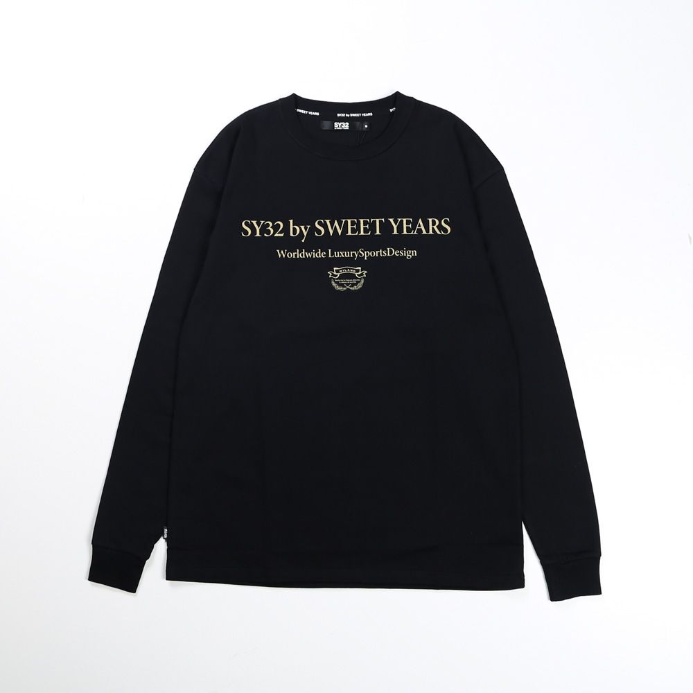 SANS SERIF LOGO L/S TEE - BLACK × GOLD / ロングスリーブTシャツ / 14178J-W