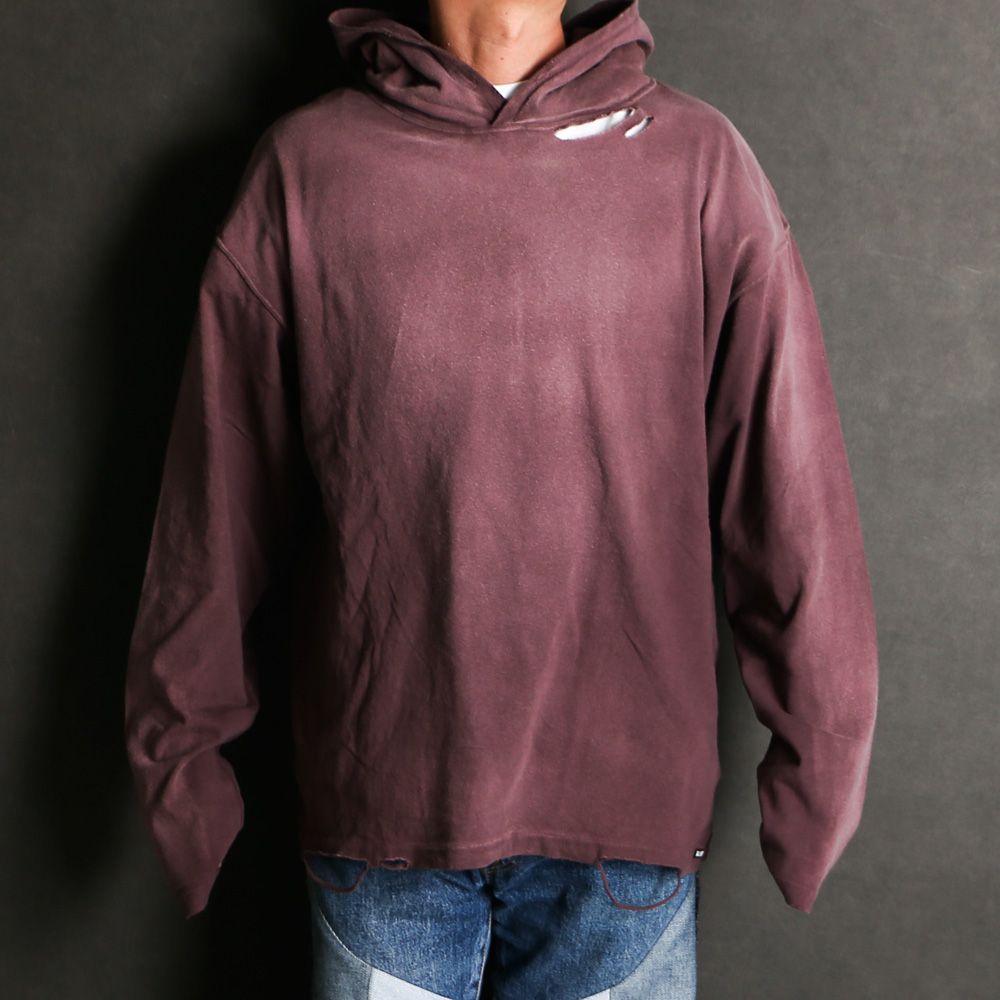 Distressed Light Weight Hoodie - BROWN / ライトウエイト フーディー / G15HD089