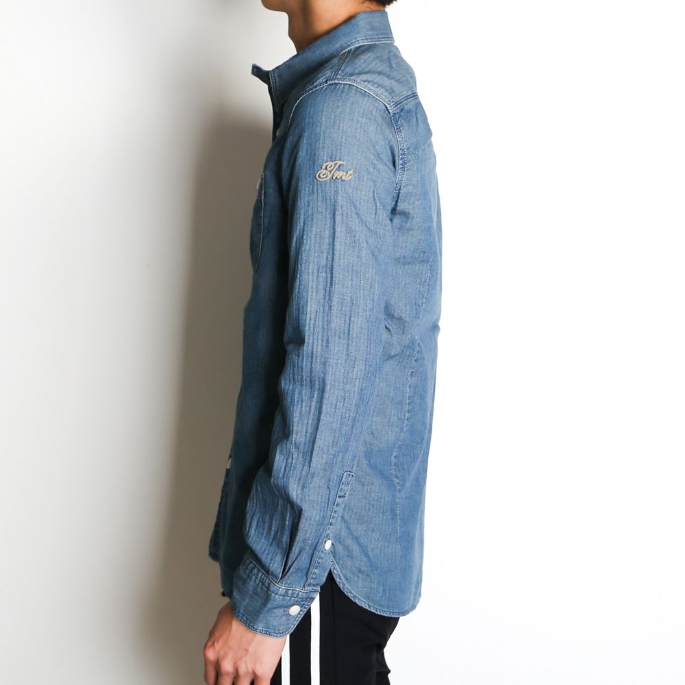 HERRINGBONE INDIGO CHAMBRAY WORK SHIRTS / ヘリンボン シャンブレー ワークシャツ / TSH-F2003