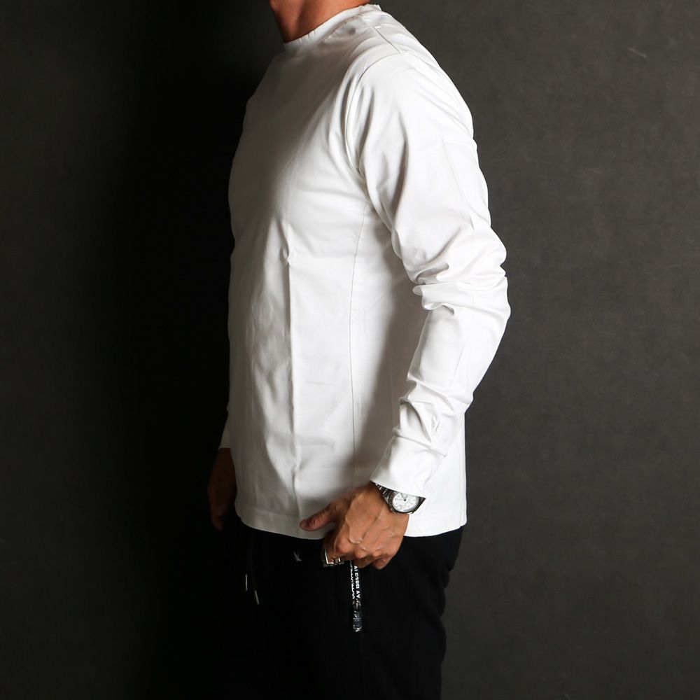SUPER MERCERIZED LONG SLEEVE T-SHIRT - WHITE / ダブルシルケット ベーシック ロングスリーブTシャツ / UST-24059