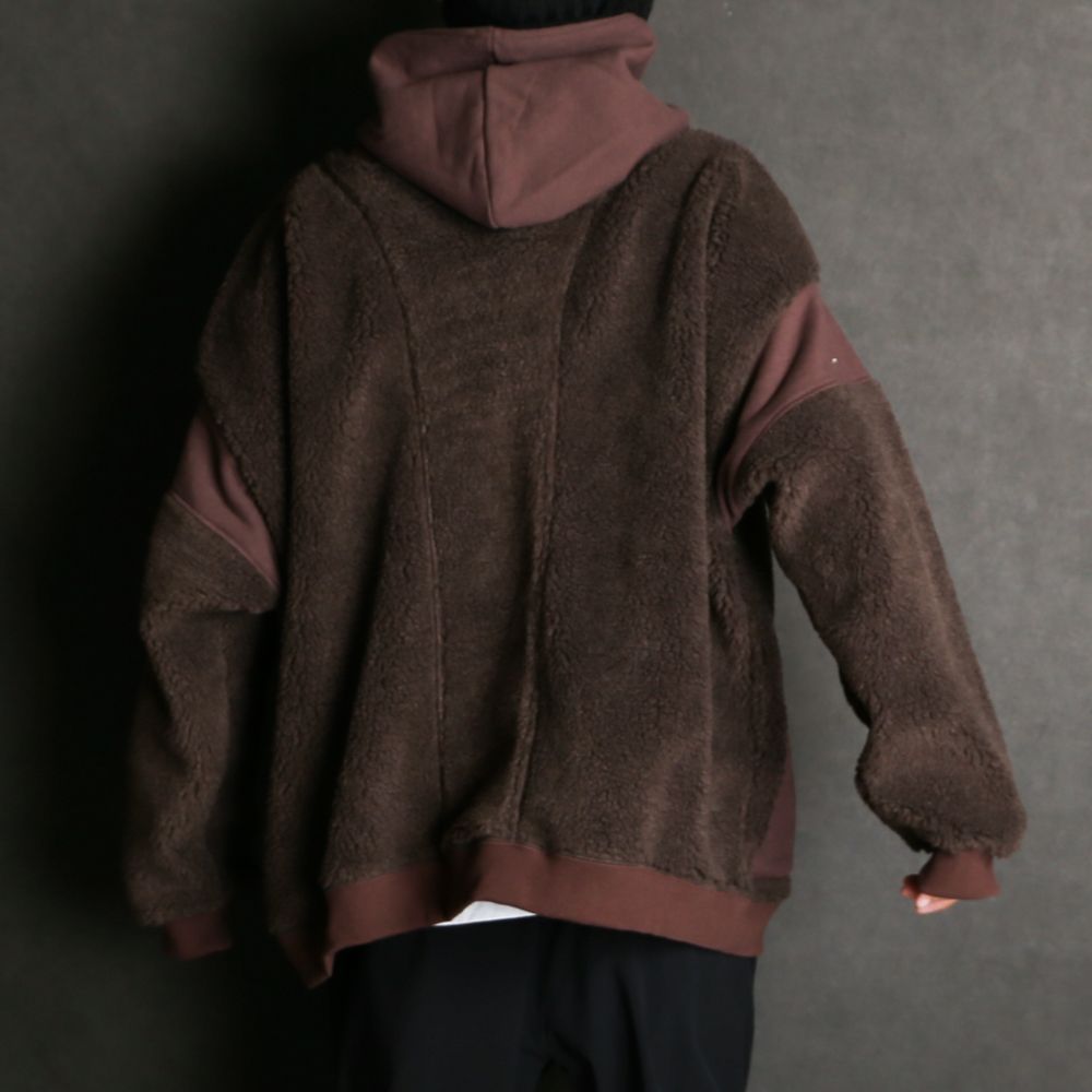 BOA×SWEAT HOODIE / ボア×スウェット ハーフジップパーカー / 179203
