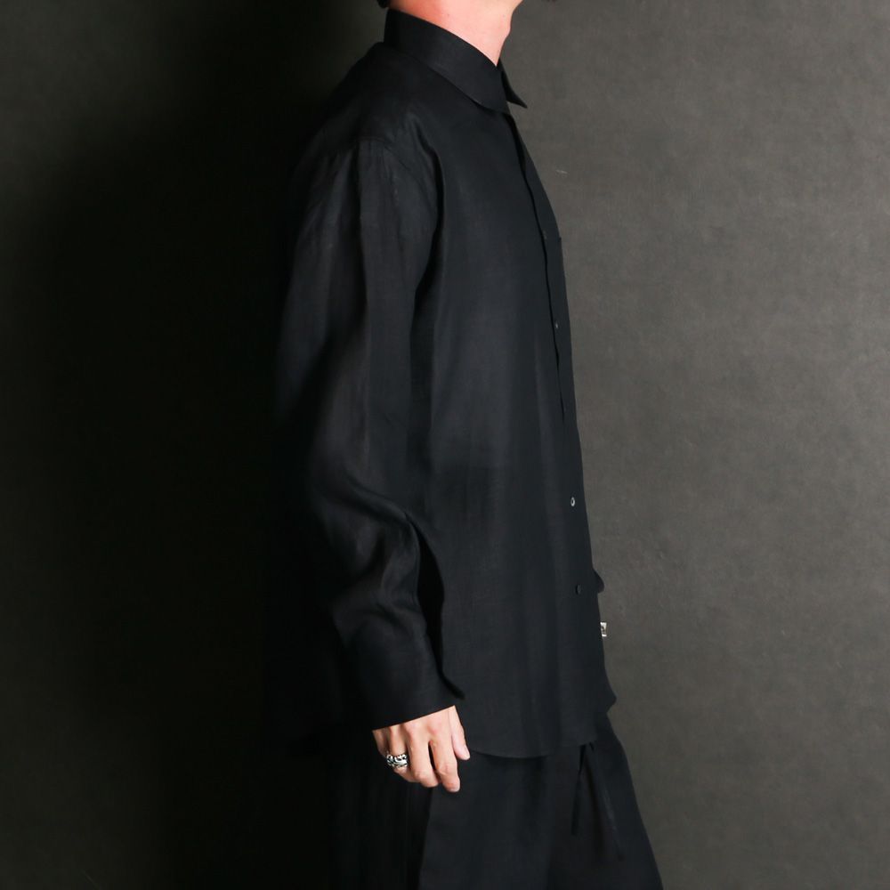 COMFORT FIT SHIRT - BLACK / ヘンプ細布 - コンフォートフィットシャツ / A26A22SH01C