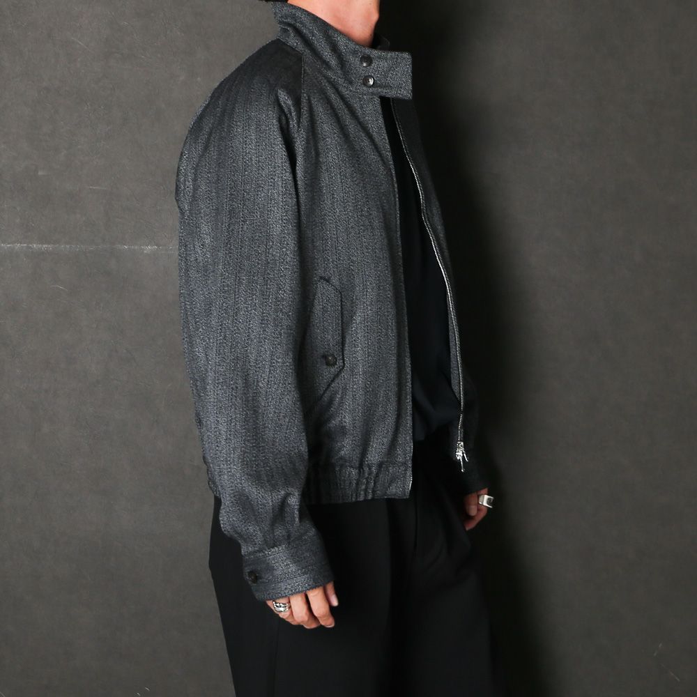 Dog Ear Jacket - Gray / オーガニックウール撚り杢へリンボン - ドッグイヤージャケット / M26C20BL01C
