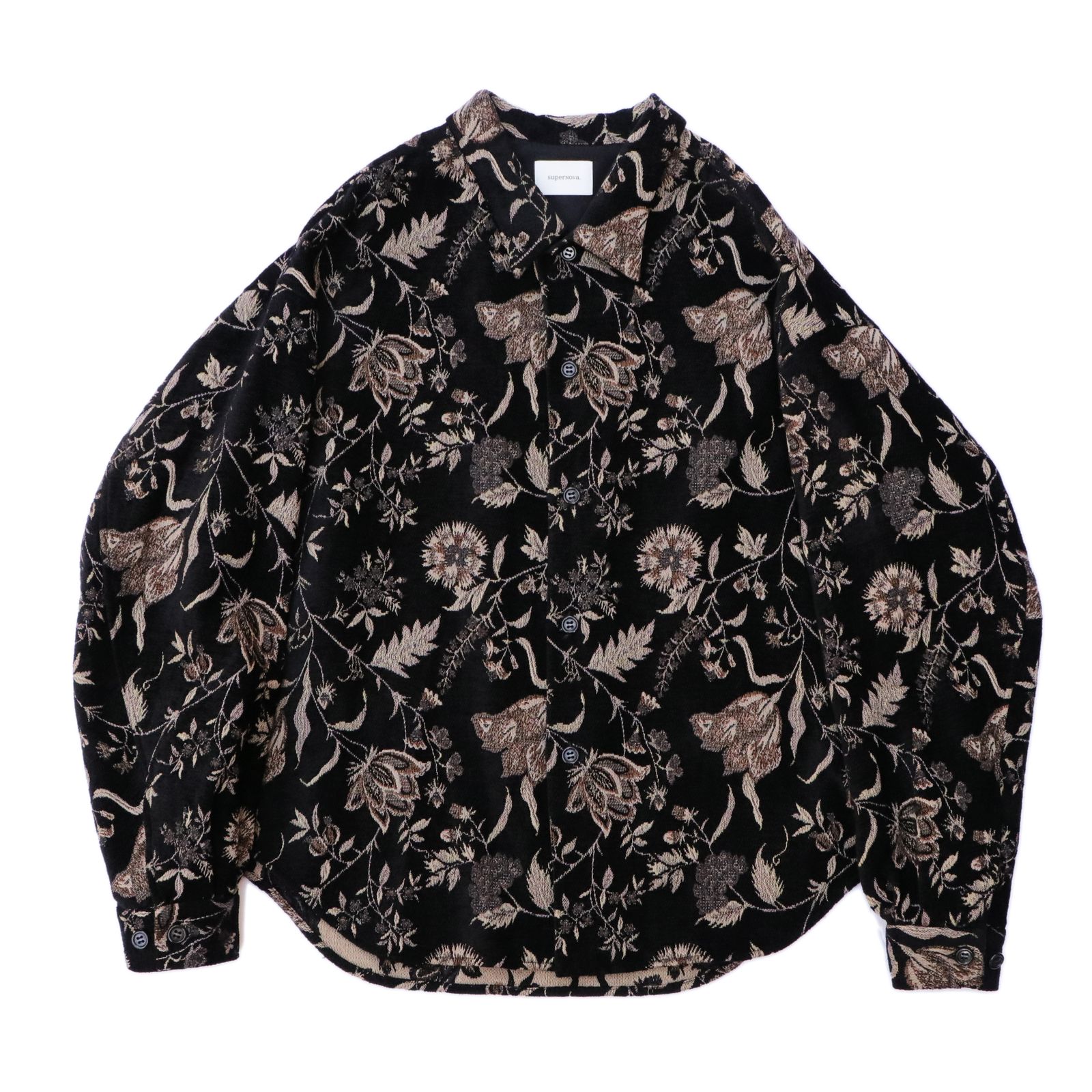 Big shirt jacket 参 - Velvet flower jacquard / シャツジャケット - ベルベットフラワージャガード /  SN-447 - S