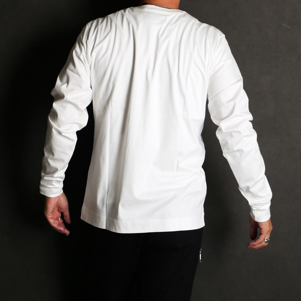 HENLEY NECK SUPER MERCERIZED LONG SLEEVE T-SHIRT - WHITE / ダブルシルケット ヘンリーネック ロングスリーブTシャツ / UST-24058