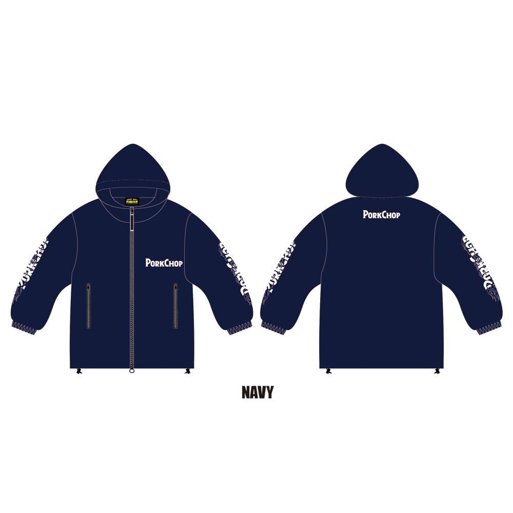 BURNING LOGO HOODED JKT / 中綿フーデッドジャケット