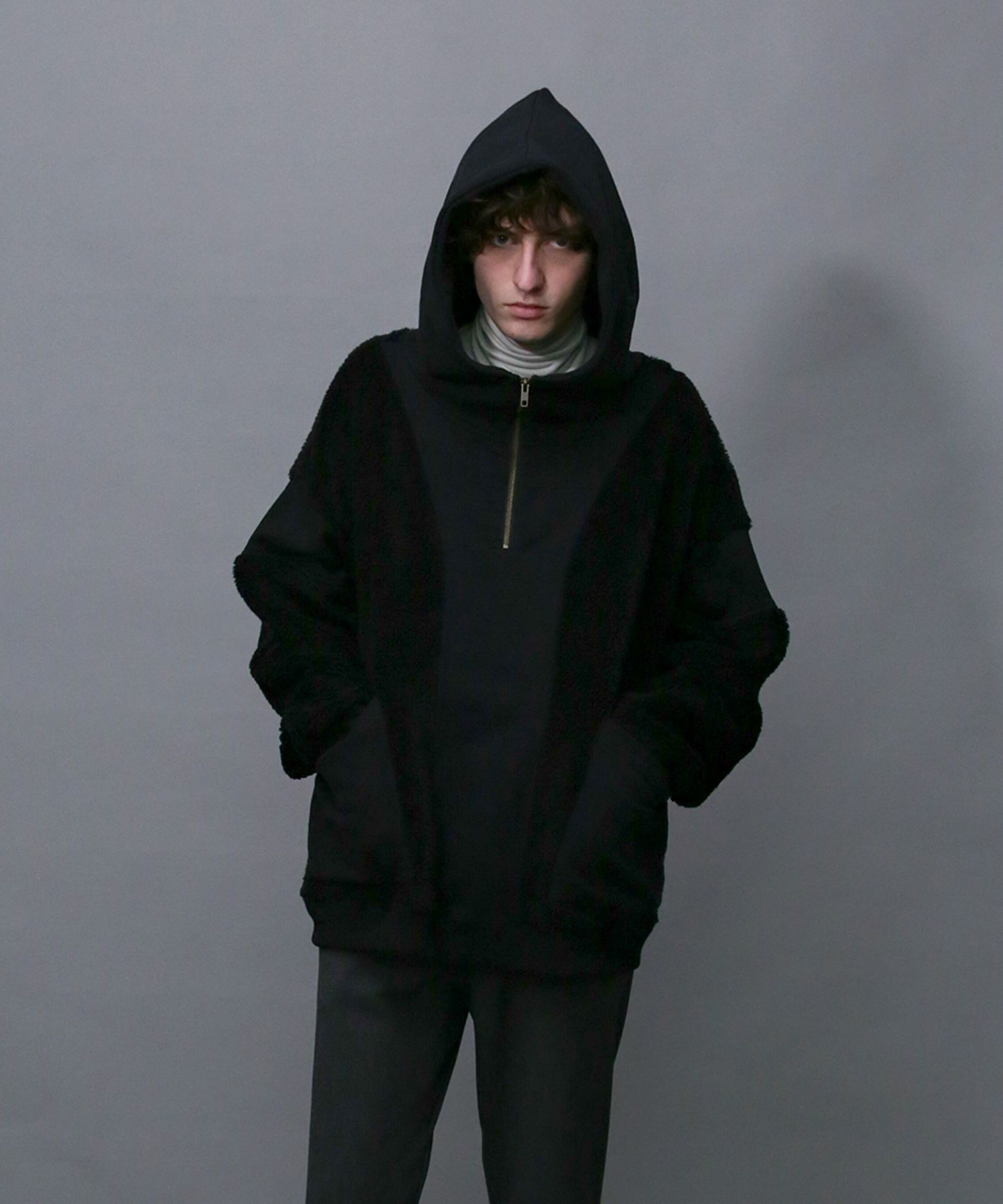 BOA×SWEAT HOODIE / ボア×スウェット ハーフジップパーカー / 179203