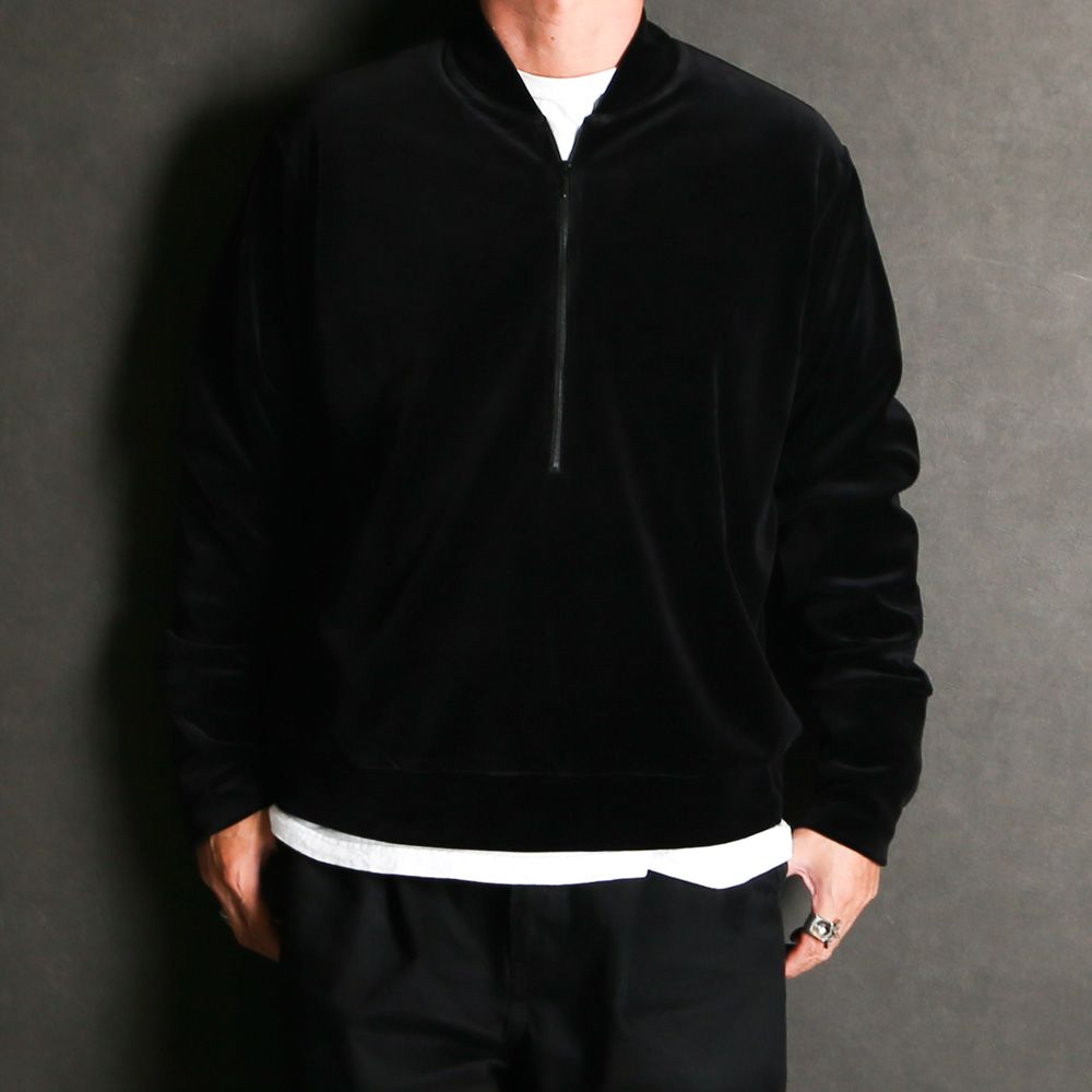 Half Zip Track Jacket - dark navy / オーガニッコットンベロア - ハーフジップトラックジャケット / M25C19CS02C