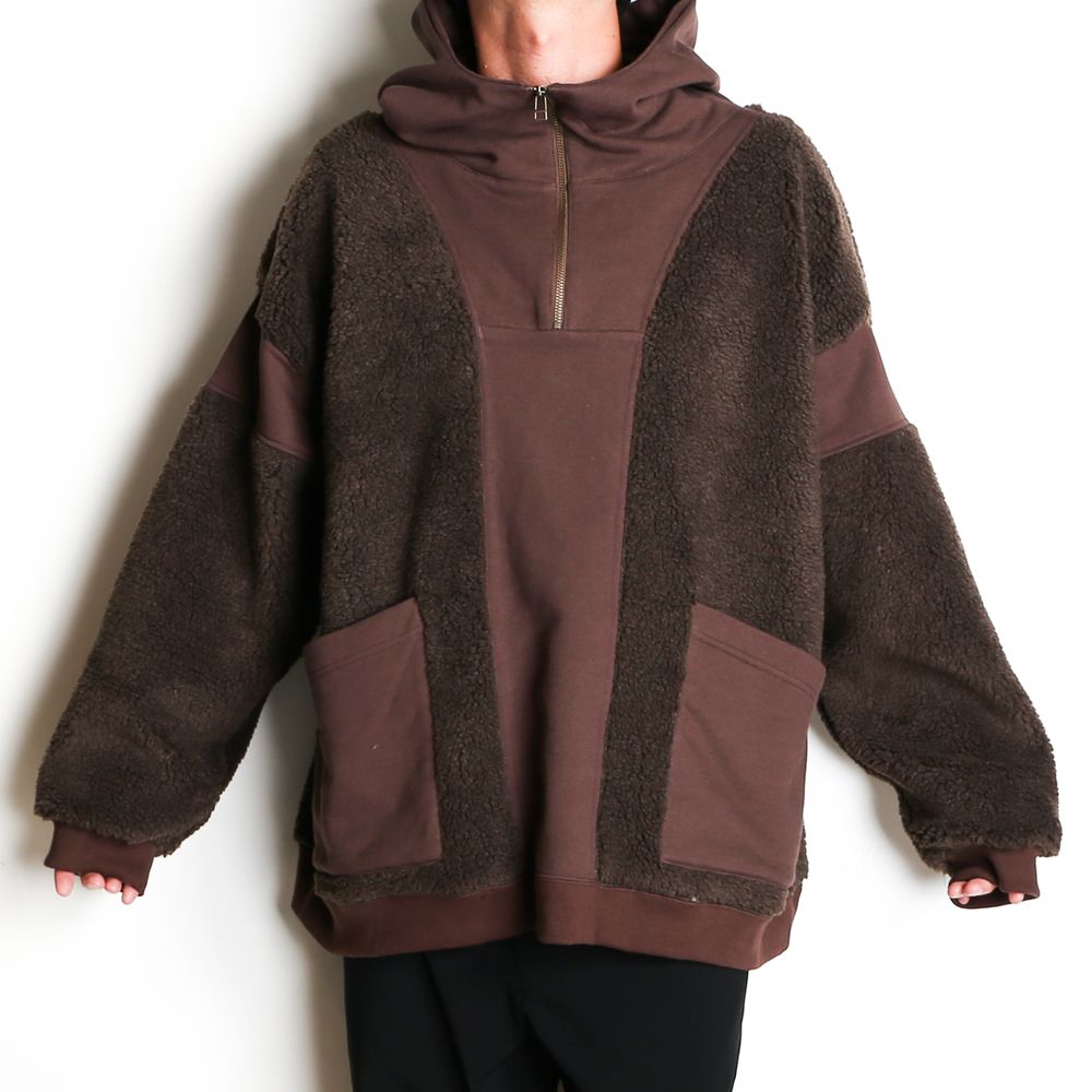 BOA×SWEAT HOODIE / ボア×スウェット ハーフジップパーカー / 179203