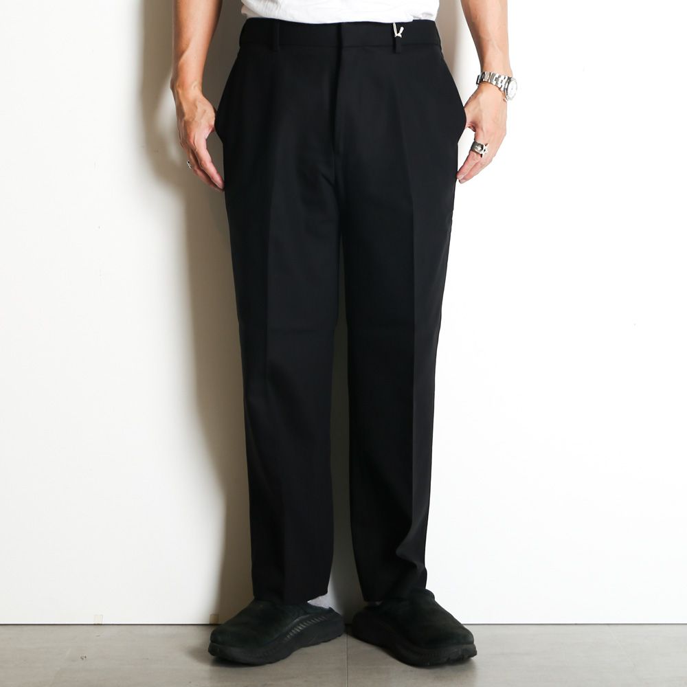 FLAT TAPERED TROUSERS - BLACK / オーガニックコットン サバイバルクロス - フラットテーパードイージートラウザーズ / A26A93PT01C