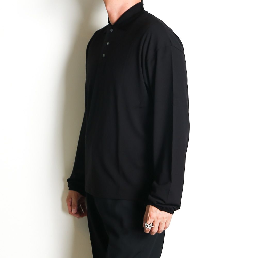 Long Sleeve Polo - Black / スーパー160sウール 防縮天竺 - ロングスリーブポロ / A26C12CS03C