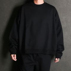 HUGE SHORT SWEAT - BLACK / オーガニックコットンヘビー吊裏毛 - ヒュージショートスウェット / A26A09CS02C